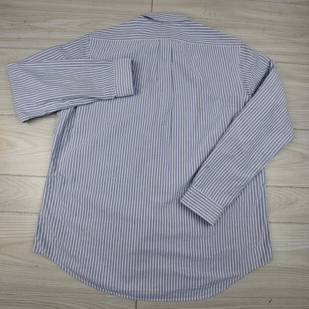 Ralph Lauren Button Down Shirt Mens XL Blue Striped Cotton Oxford Flesh Pony - Picture 3 of 7